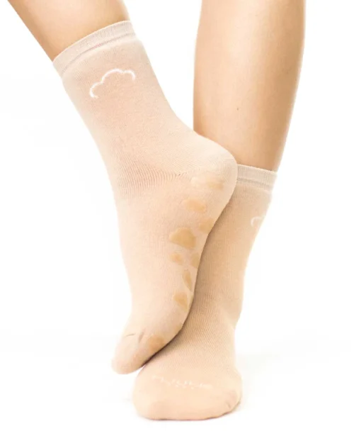 Calza spugna antiscivolo bimbi cotone biologico cammello_Mjukis Mjukstart - Indoor