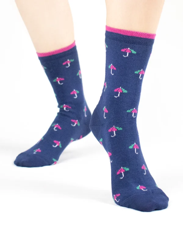Calza-cotone biologico-ombrelli-blu_DC246 Ella