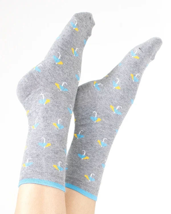 Calza-cotone biologico-ombrelli-grigio_DC246 Ella