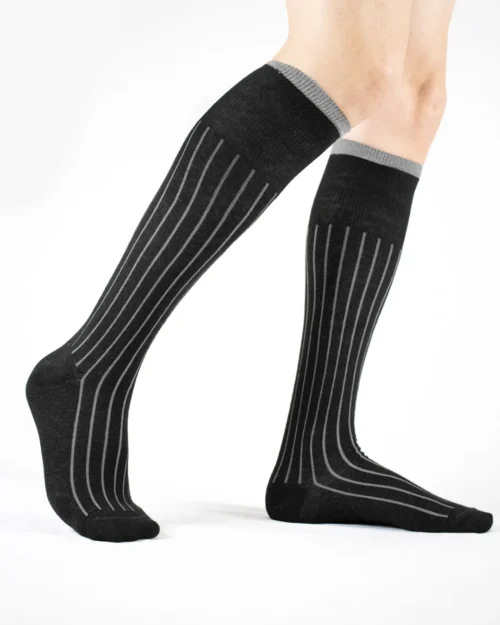 Calza cotone biologico riga orizzontale grigio_UL259 Kilkee