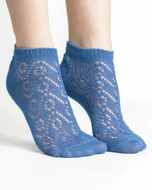 Calza cotone traforato azzurro_DC209 Aura