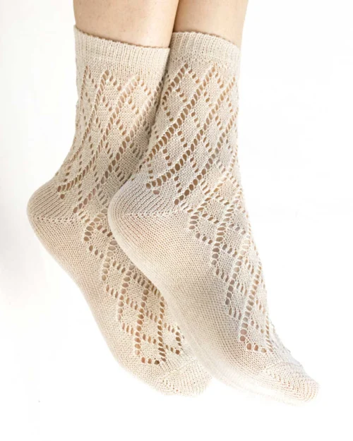 Calza cotone traforato legno_DC296 Bruma