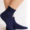 Calza-lana-merino-cortissimo-ricamo-blu-scuro_DC97 Vega