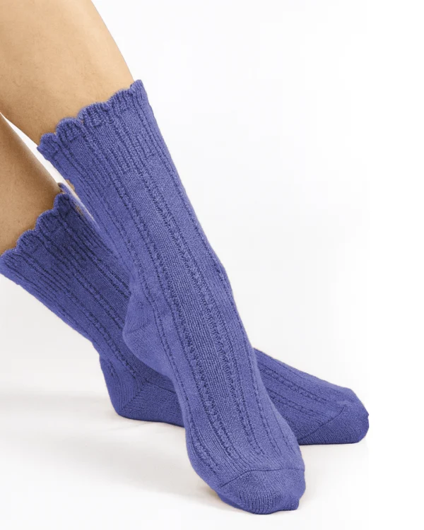 Calza-lana-merino-cortissimo-ricamo-indaco_DC97 Vega