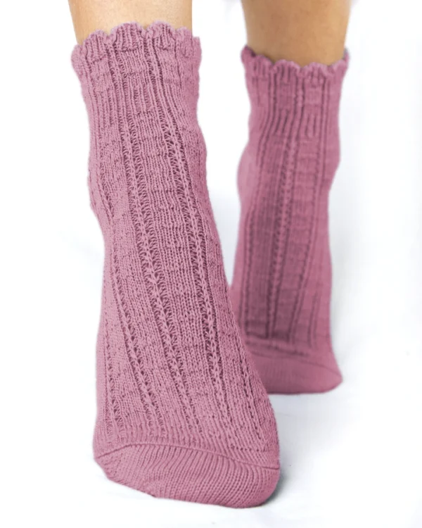 Calza-lana-merino-cortissimo-ricamo-rosa-antico_DC97 Vega