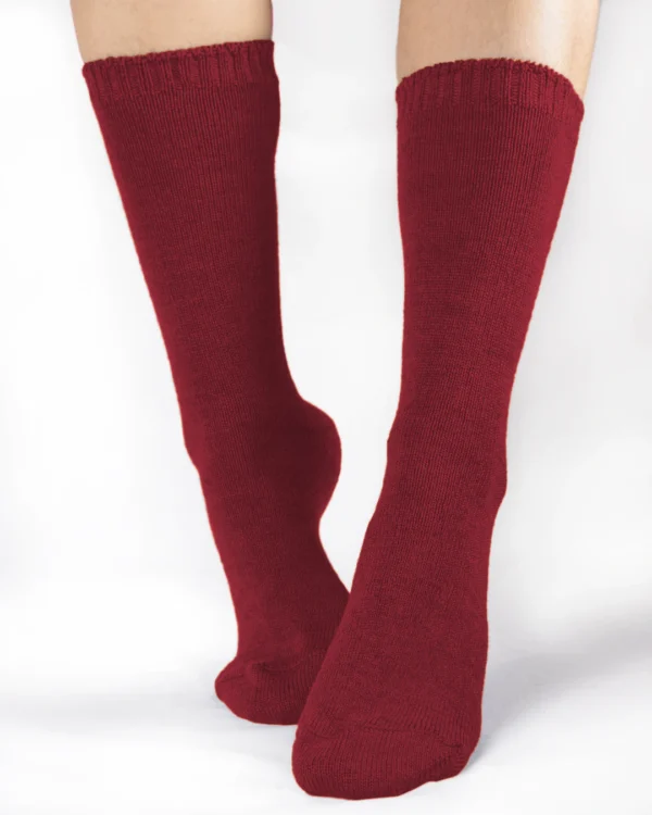 Calza-lana-merino-corto-bordeaux_DC121 Wooly