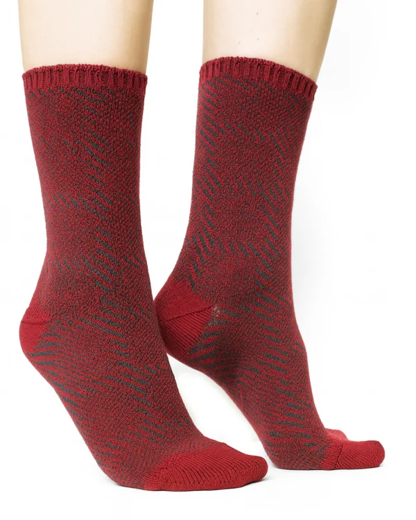 Calza-lana-merino-corto-tartan-bordeaux_UC227 Haldor