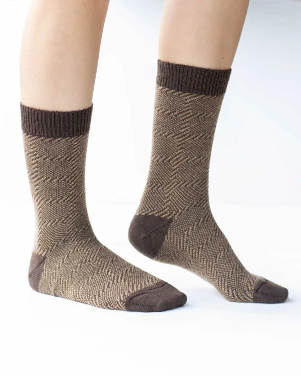 Calza-lana-merino-corto-tartan-marrone_UC227 Haldor