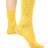 Calza-lana-merino-corto-traforato-giallo_TR25 Dalia