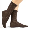 Calza-lana-merino-corto-traforato-marrone_TR25 Dalia