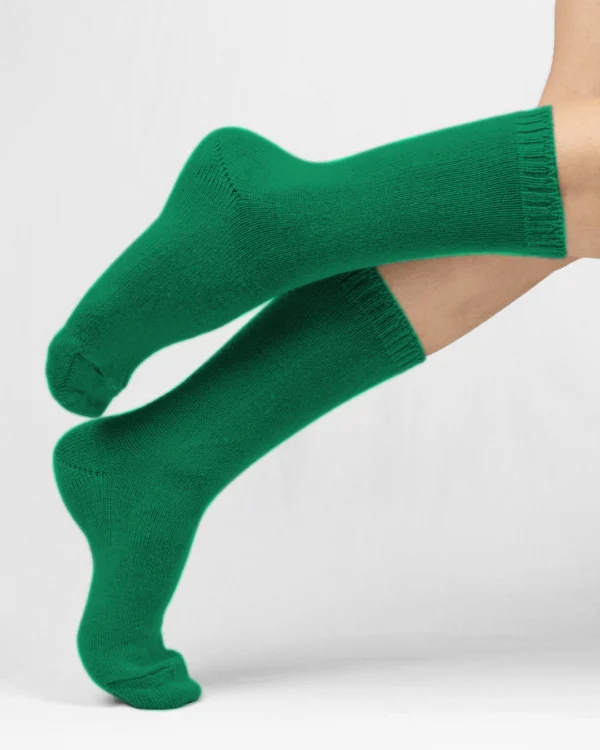 Calza-lana-merino-corto-verde-smeraldo_DC121 Wooly