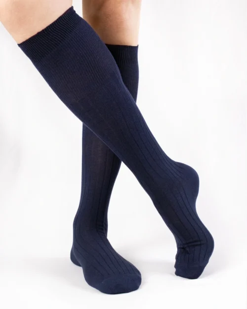 Calza-lana-merino-gambaletto-blu_UL226 Rouen