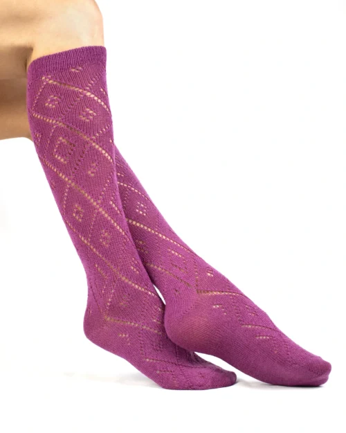 Calza-lana-merino-gambaletto-traforato-ciclamino_TR24 Ermione