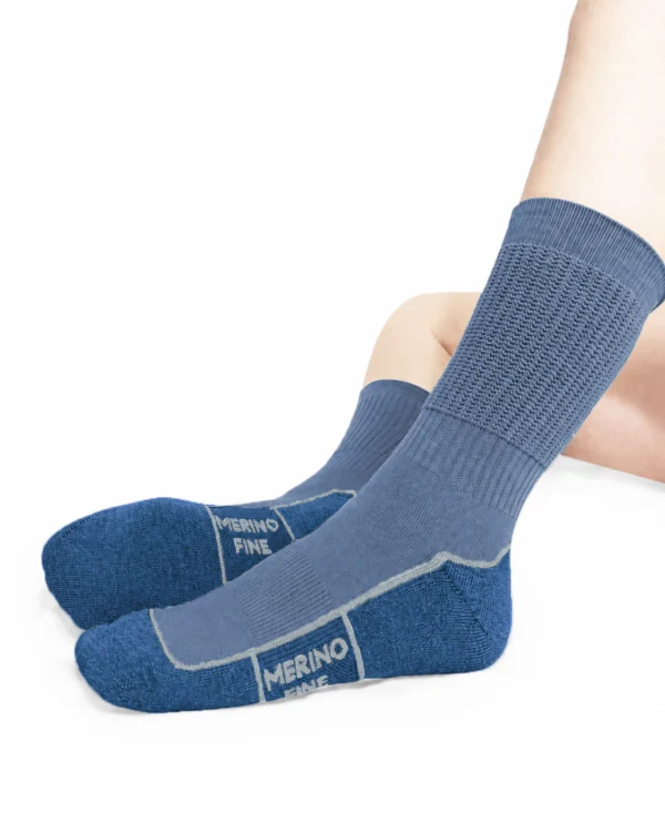 Calza-sportiva-cotone-e-lana-merino-corto-bluette e jeans_UT78 Ecodinamica