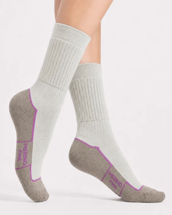 Calza-sportiva-cotone-e-lana-merino-corto-moka e panna_UT78 Ecodinamica