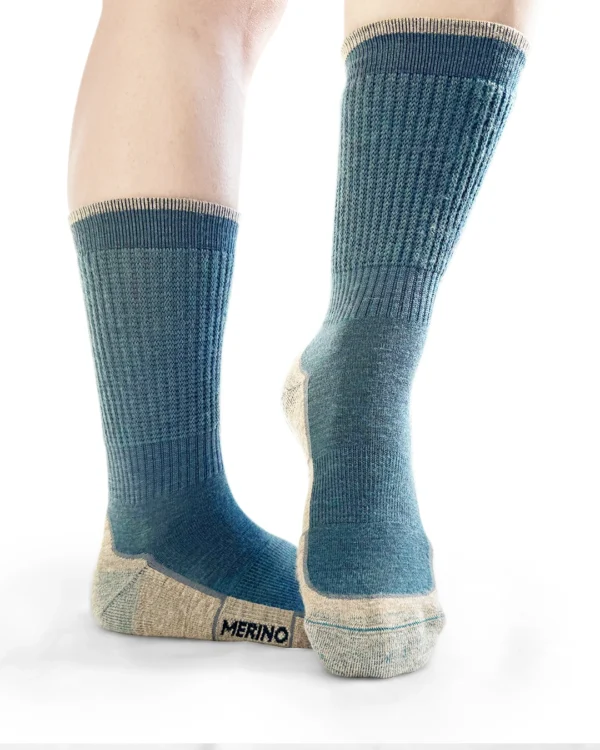 Calza-sportiva-lana-merino-corto-ottanio e beige_UT30 Termotecnica