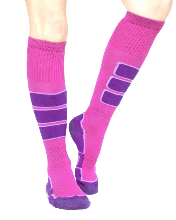 Calza-sportiva-lana-merino-gambaletto-fucsia e viola_UL78 Politecnica