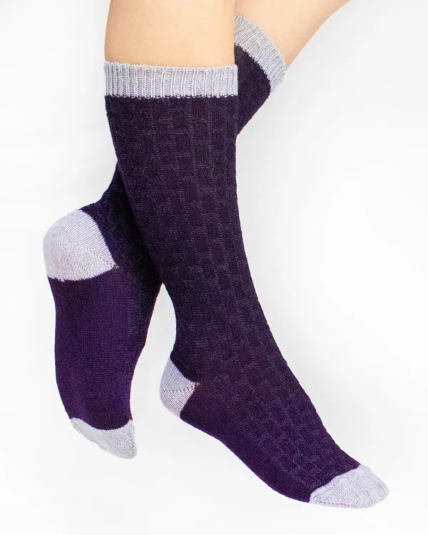 Calze-lana-merino-gambaletto-bimbi-amaranto e grigio_BL33 Juno