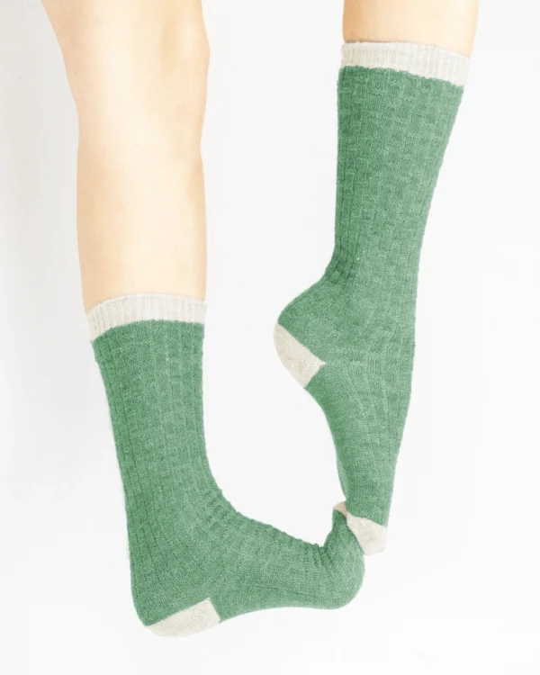 Calze-lana-merino-gambaletto-bimbi-verde chiaro e panna_BL33 Juno